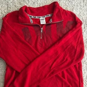 VS PINK red quarter zip sweatshirt